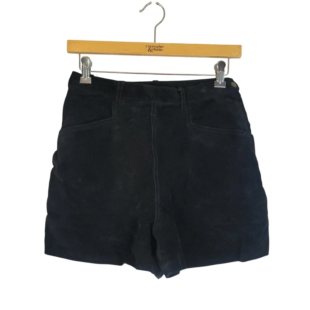 Wilsons Leather Genuine Suede High Waisted Shorts Black Size 8 Lined Grunge